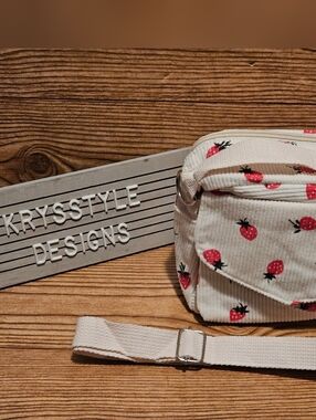 Strawberry Crossbody Bag Corduroy‎ Shoulder Bag Cute Purse Small Satchel